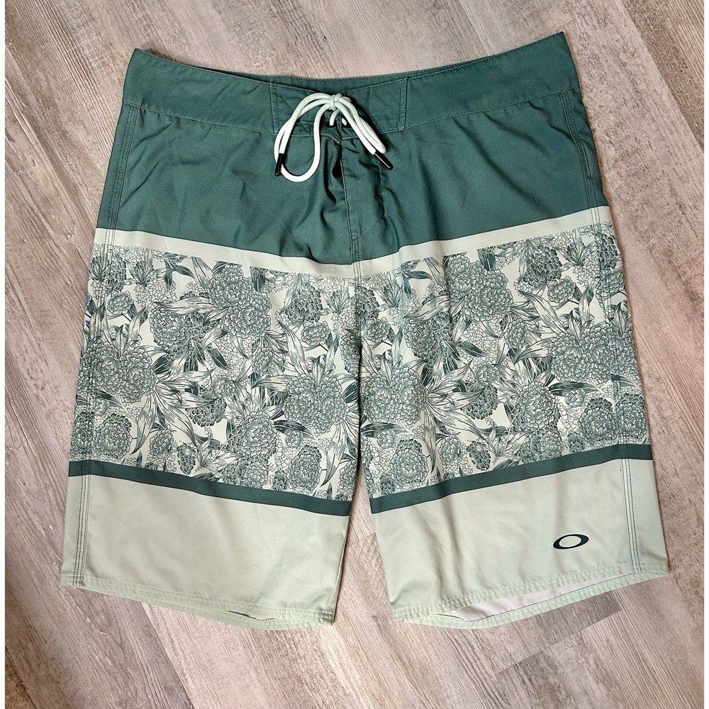 Oakley Performance Fit Hydrangea Teal Board Swim Trunks Surf Shorts US Mens 36